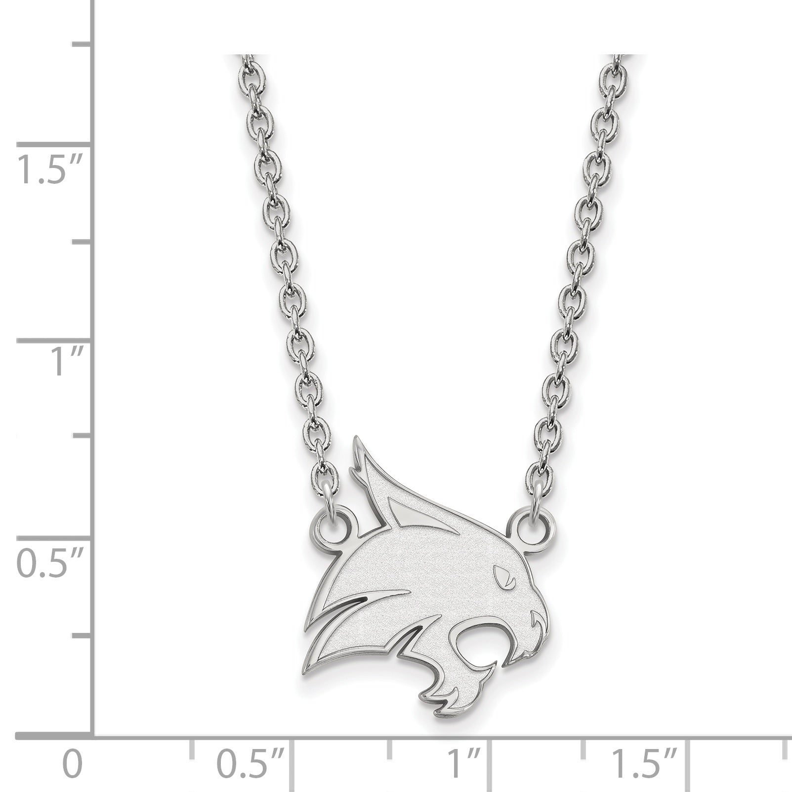 10K White Gold Logoart Texas State University Bobcat Large Pendant 18 Inch Necklace