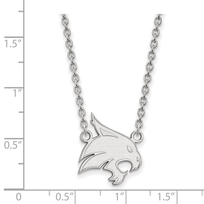 10K White Gold Logoart Texas State University Bobcat Large Pendant 18 Inch Necklace