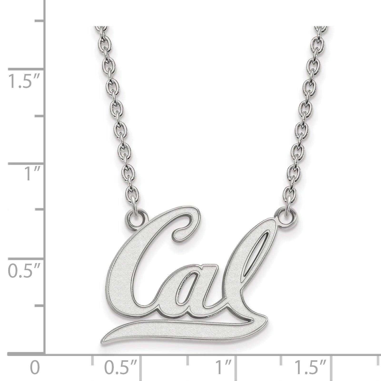 10K White Gold Logoart University Of California Berkeley Large Pendant 18 Inch Necklace
