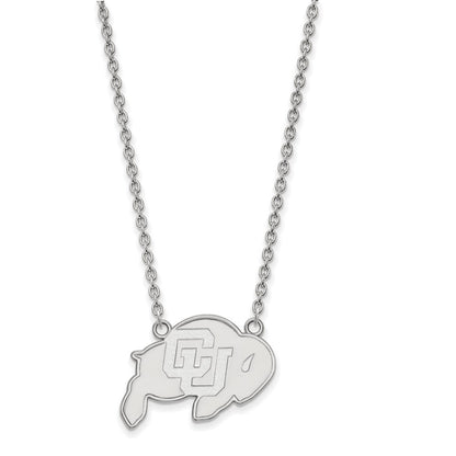 14K White Gold Logoart University Of Colorado Buffalo Large Pendant 18 Inch Necklace