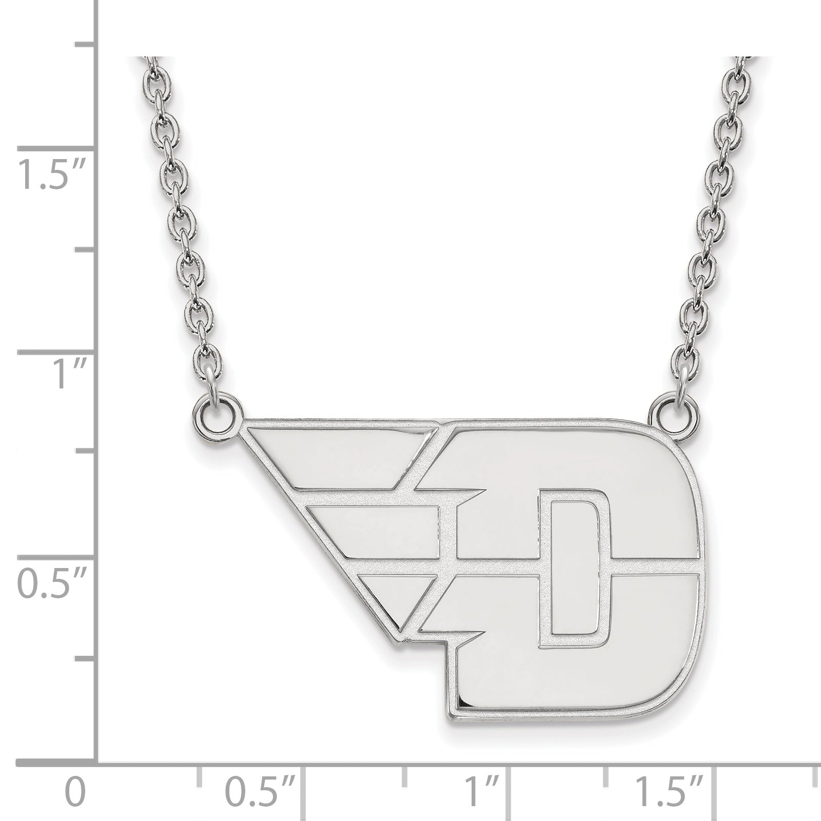 10K White Gold Logoart University Of Dayton Large Pendant 18 Inch Necklace