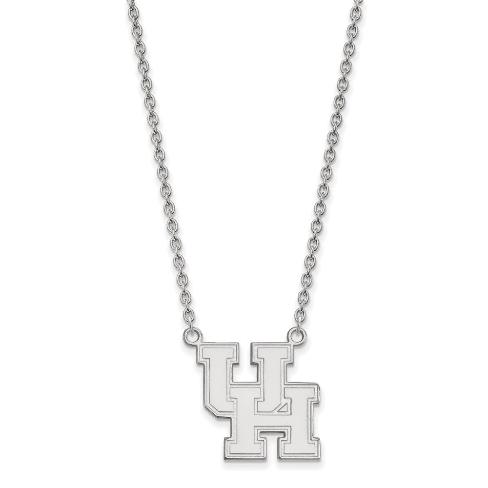 10K White Gold Logoart University Of Houston U H Large Pendant 18 Inch Necklace