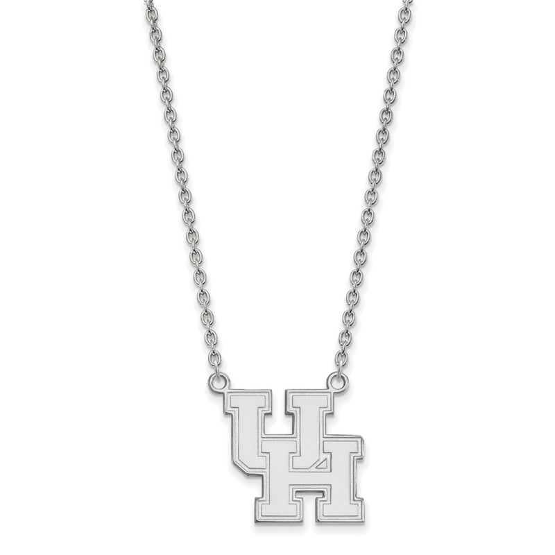 10K White Gold Logoart University Of Houston U H Large Pendant 18 Inch Necklace
