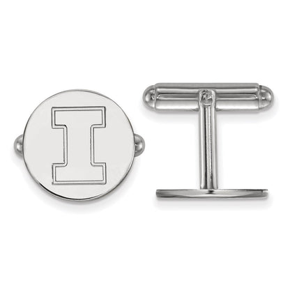 Sterling Silver Rhod-Pltd Logoart University of Illinois Cuff Links