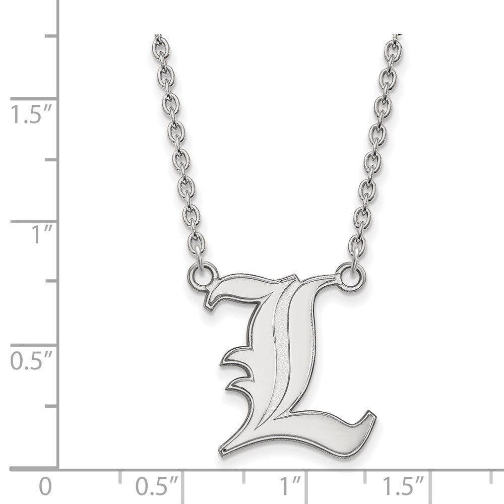 14K White Gold Logoart University Of Louisville Letter L Large Pendant 18 Inch Necklace