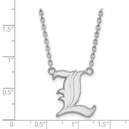 10K White Gold Logoart University Of Louisville Letter L Large Pendant 18 Inch Necklace