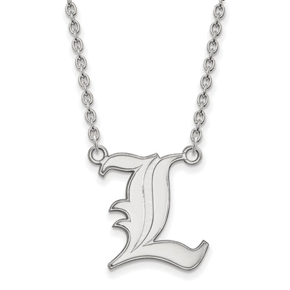 10K White Gold Logoart University Of Louisville Letter L Large Pendant 18 Inch Necklace