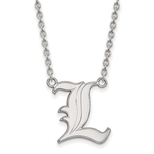 10K White Gold Logoart University Of Louisville Letter L Large Pendant 18 Inch Necklace