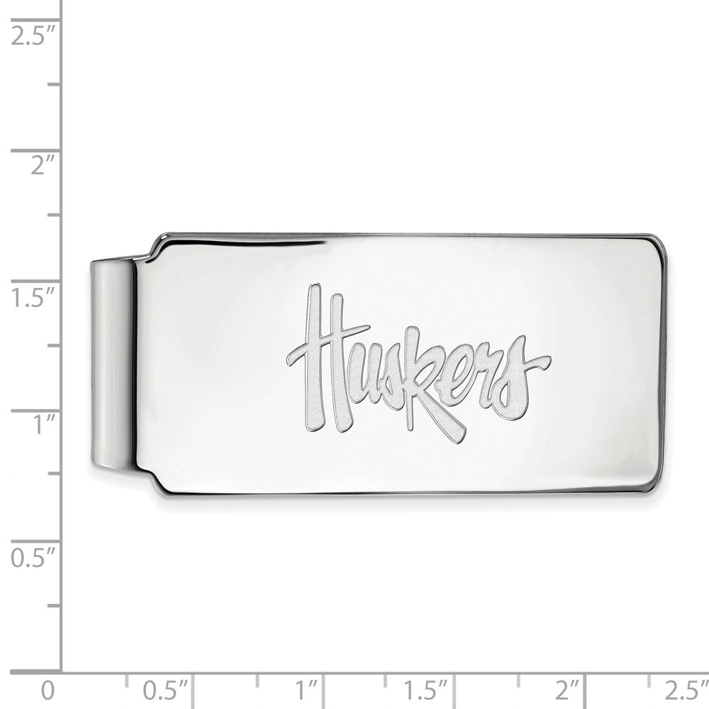 Sterling Silver Rhod-Pltd Logoart University of Nebraska Money Clip