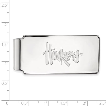 Sterling Silver Rhod-Pltd Logoart University of Nebraska Money Clip