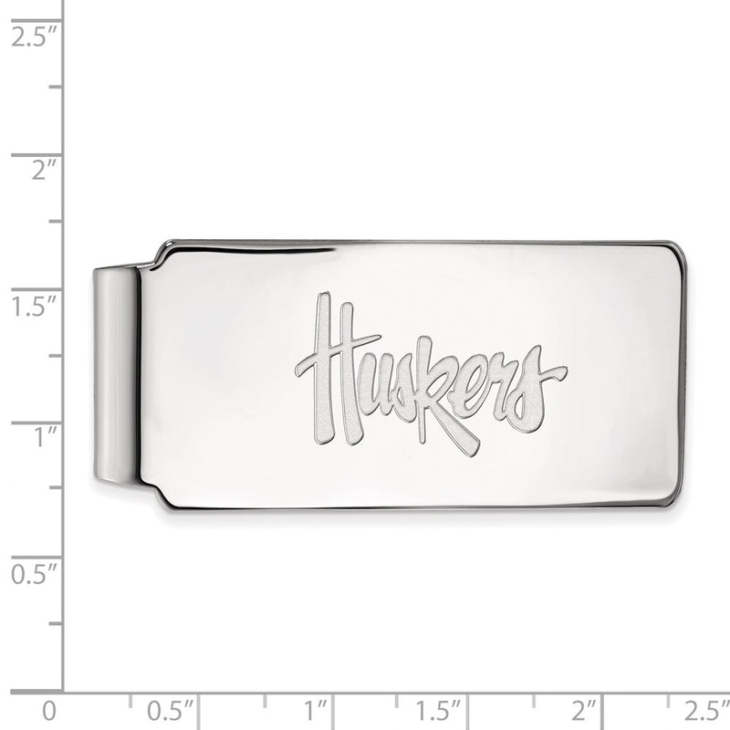 Sterling Silver Rhod-Pltd Logoart University of Nebraska Money Clip