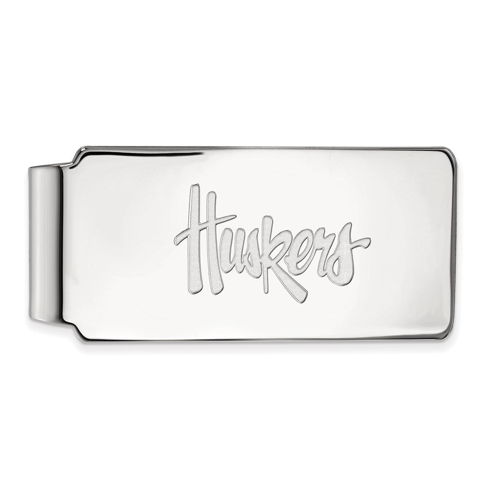 Sterling Silver Rhod-Pltd Logoart University of Nebraska Money Clip