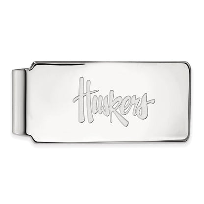 Sterling Silver Rhod-Pltd Logoart University of Nebraska Money Clip