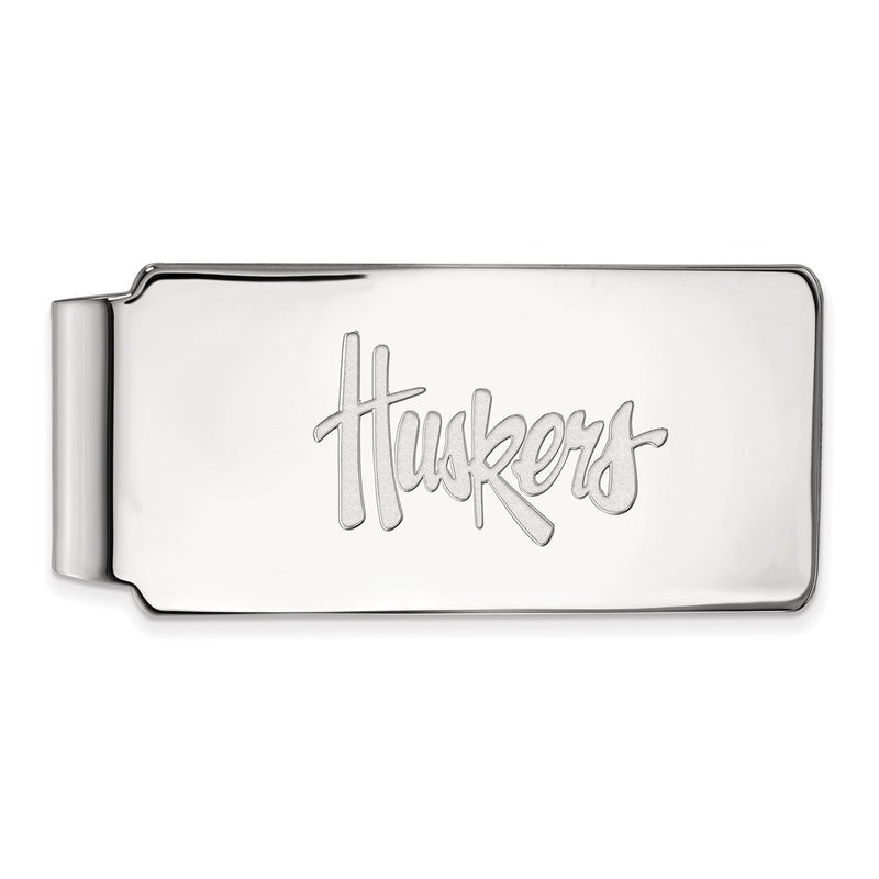 Sterling Silver Rhod-Pltd Logoart University of Nebraska Money Clip