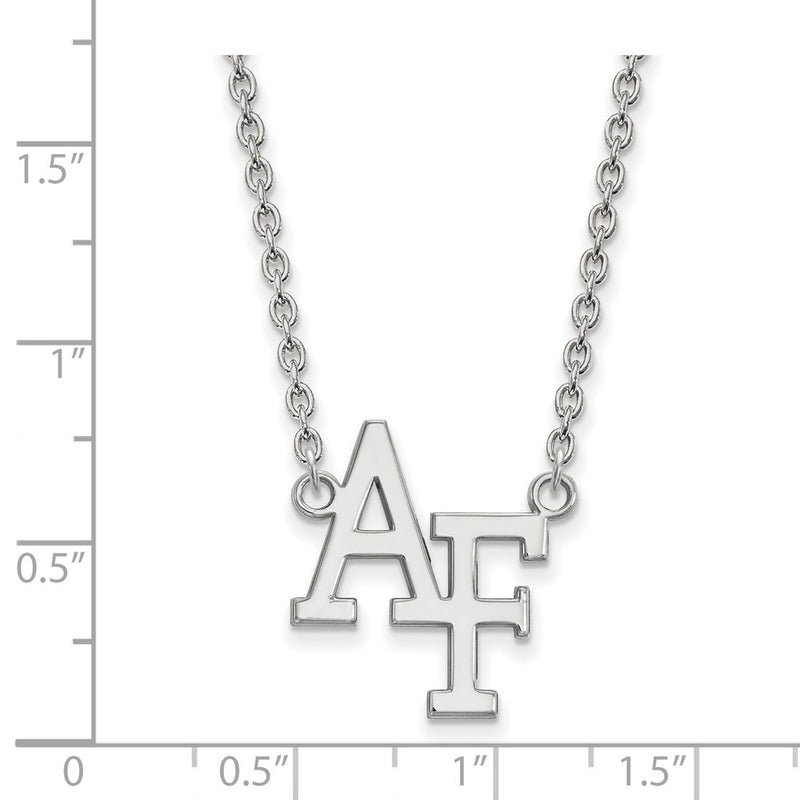 Sterling Silver Rhodium Plated Logoart United States Air Force Academy A F Large Pendant 18 Inch Necklace