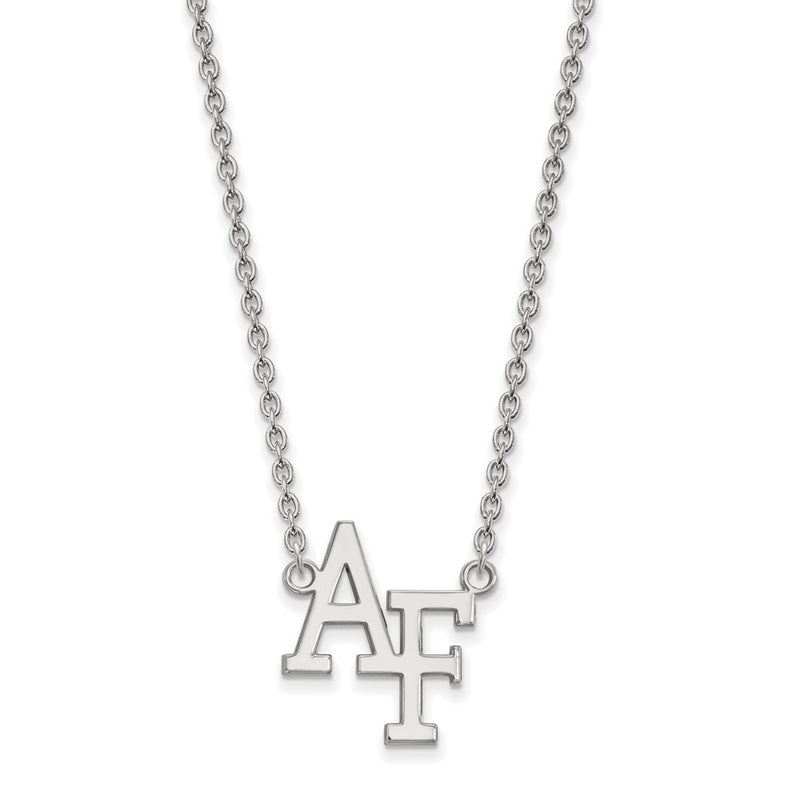 10K White Gold Logoart United States Air Force Academy A F Large Pendant 18 Inch Necklace