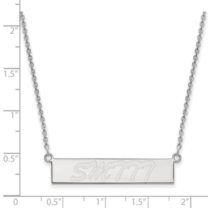 Sterling Silver Rhodium Plated Logoart University Of Southern Mississippi Small Bar 18 Inch Necklace