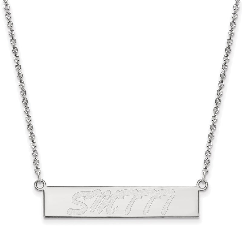 Sterling Silver Rhodium Plated Logoart University Of Southern Mississippi Small Bar 18 Inch Necklace