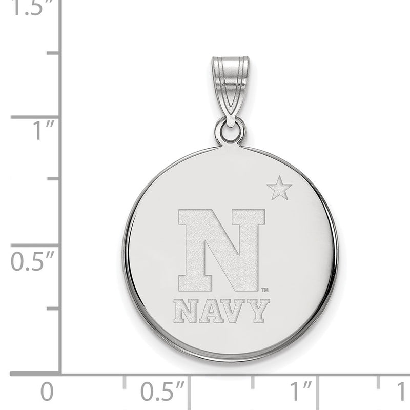 Sterling Silver Rhodium Plated Logoart Us Naval Academy Large Disc Pendant