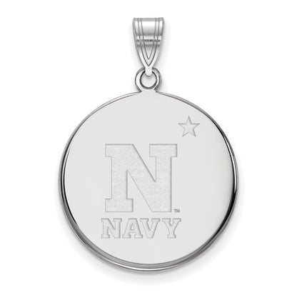 10K White Gold Logoart Us Naval Academy Large Disc Pendant
