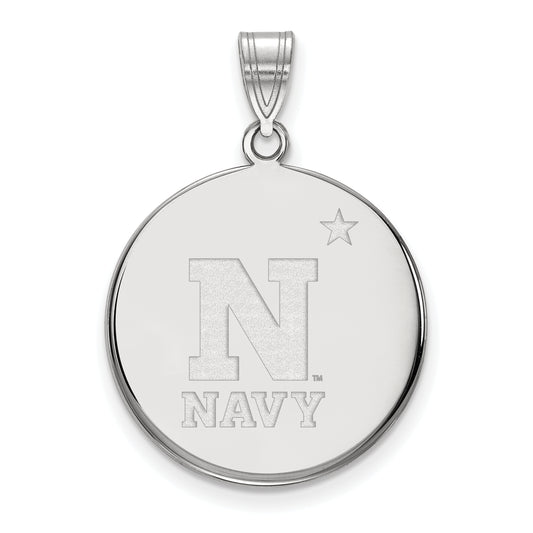 10K White Gold Logoart Us Naval Academy Large Disc Pendant
