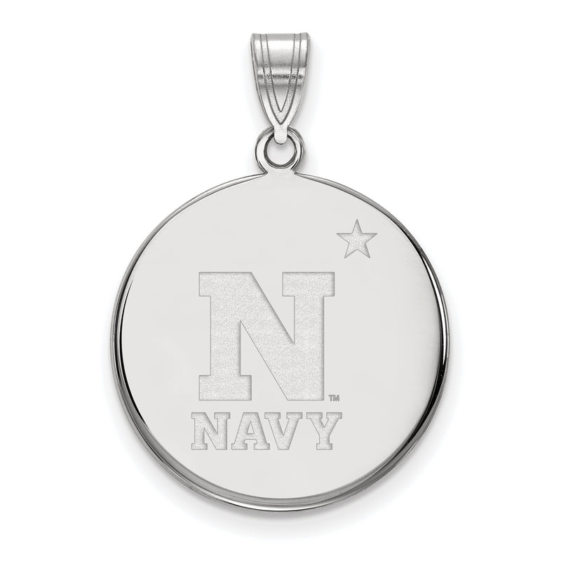10K White Gold Logoart Us Naval Academy Large Disc Pendant