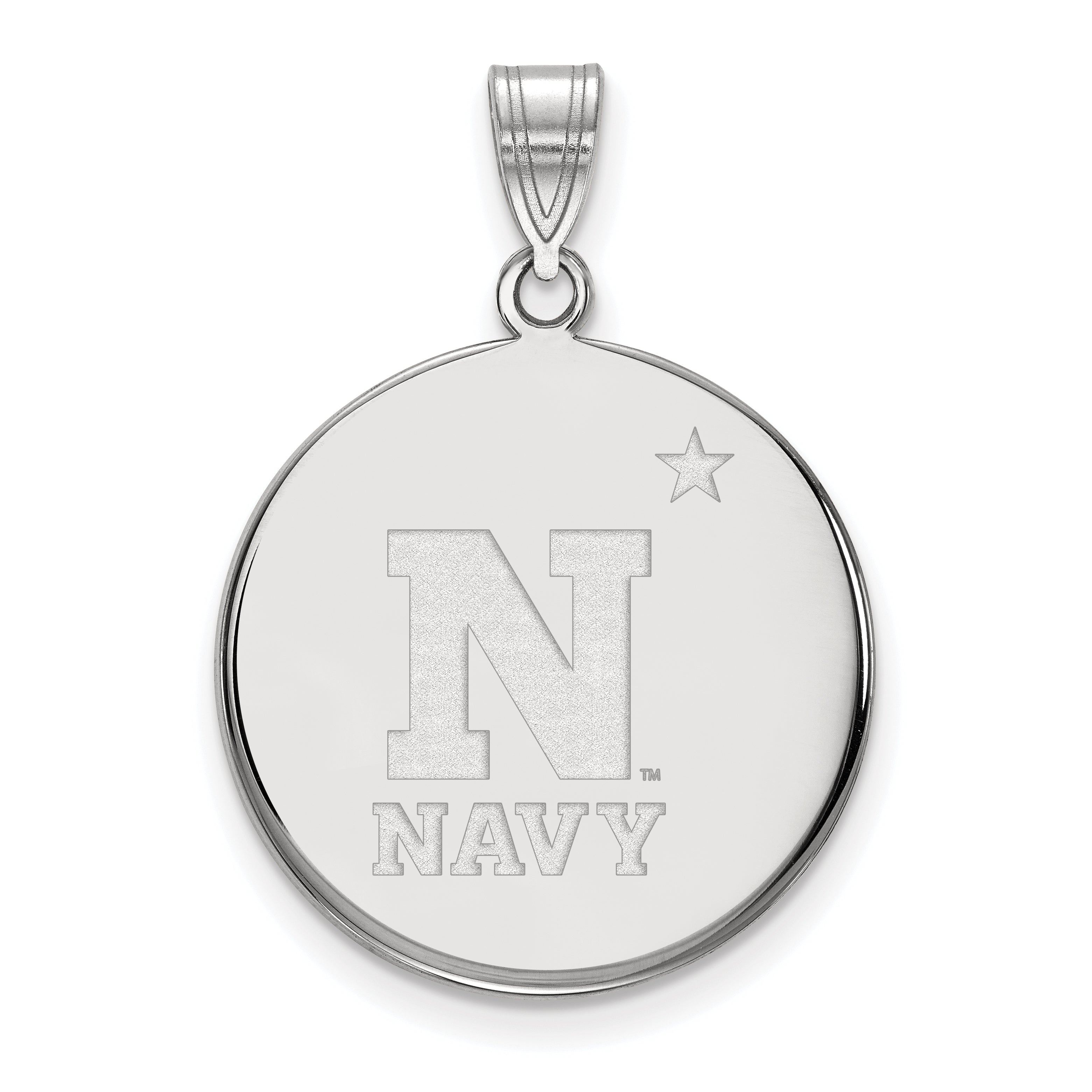 14K White Gold Logoart Us Naval Academy Large Disc Pendant