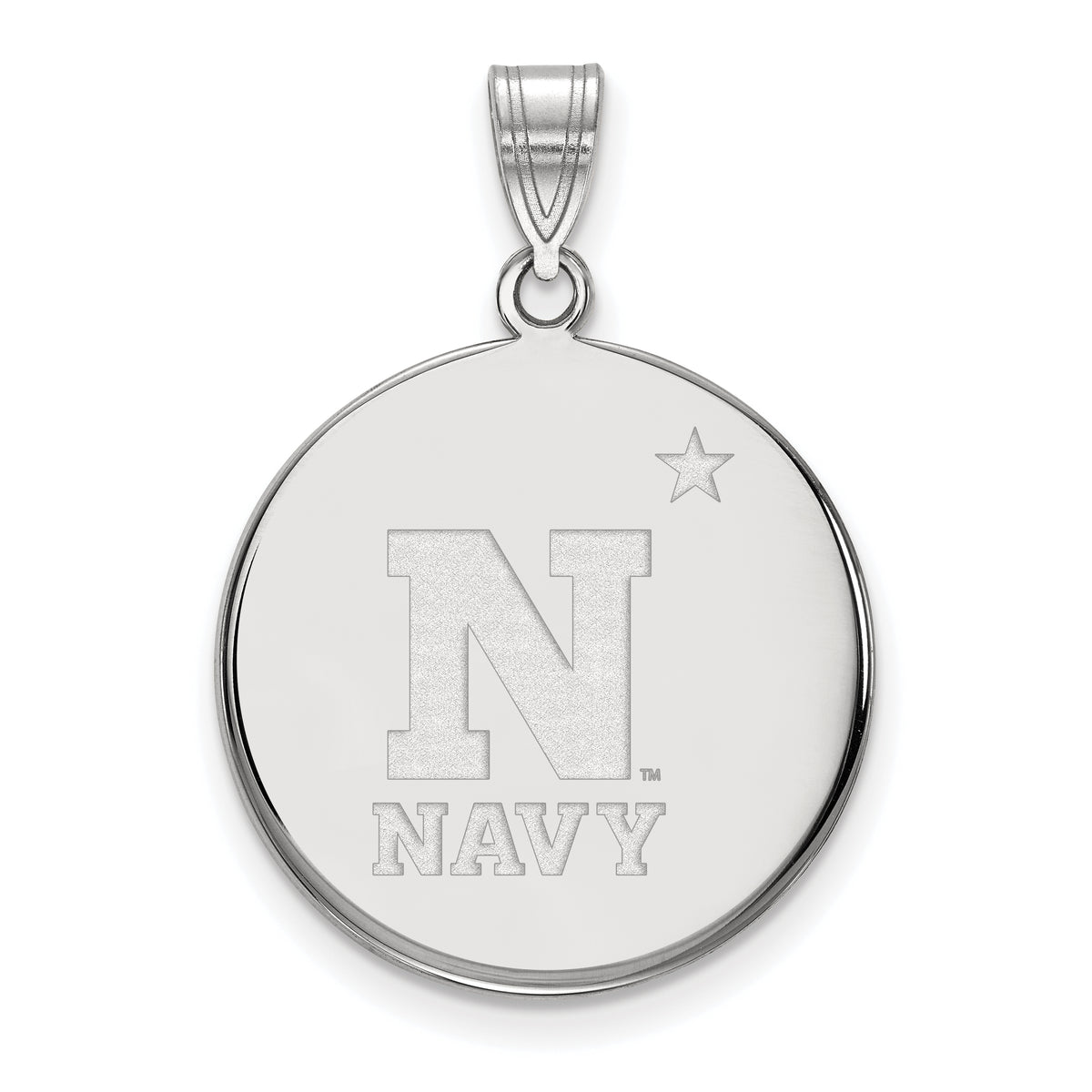 14K White Gold Logoart Us Naval Academy Large Disc Pendant
