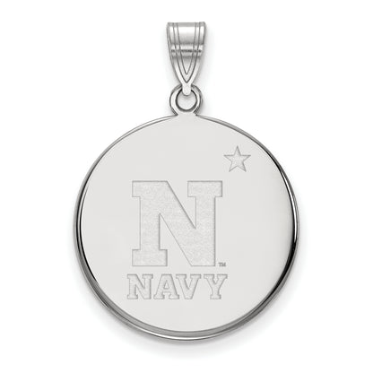 14K White Gold Logoart Us Naval Academy Large Disc Pendant