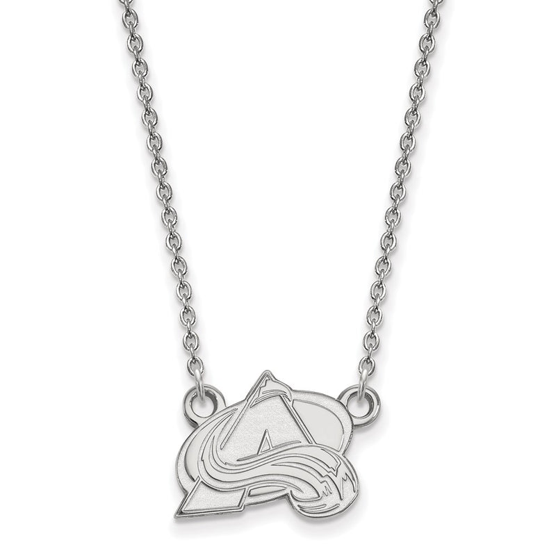 Sterling Silver Rhodium Plated Nhl Logoart Colorado Avalanche Letter A Small Pendant 18 Inch Necklace