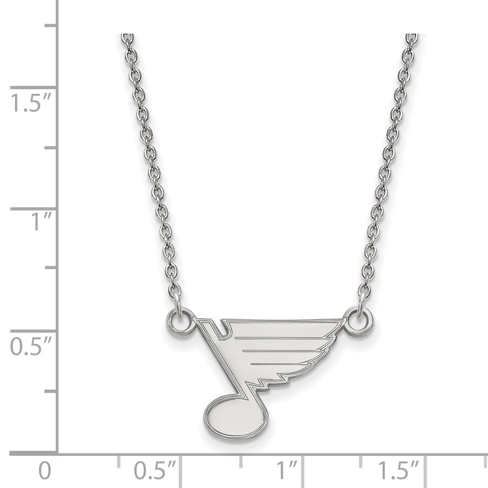 Sterling Silver Rhodium Plated Nhl Logoart St. Louis Blues Small Pendant 18 Inch Necklace
