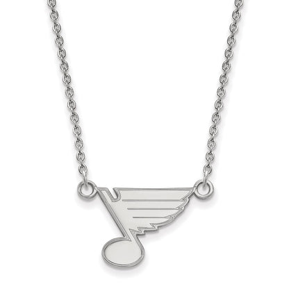 14K White Gold Nhl Logoart St. Louis Blues Small Pendant 18 Inch Necklace