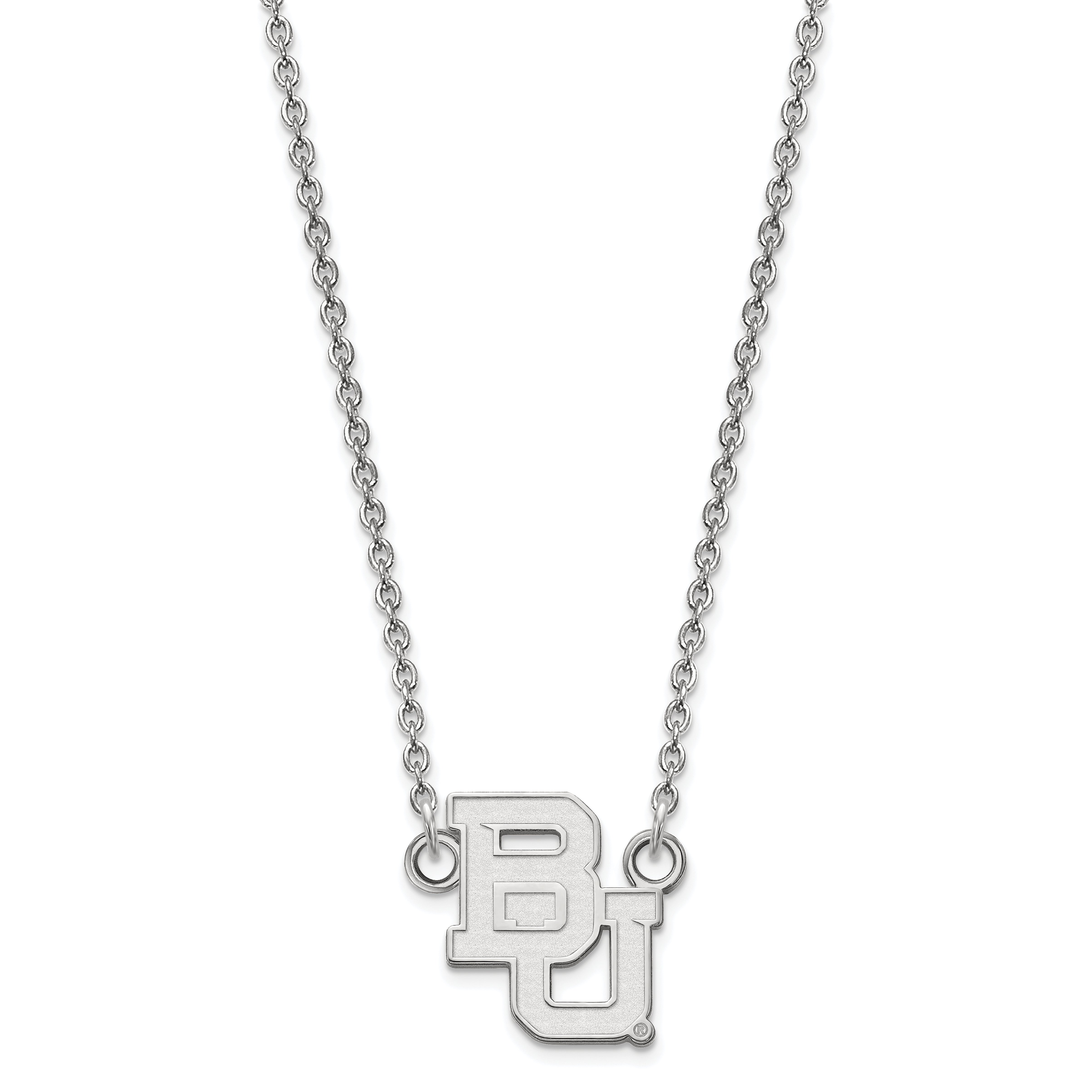 Sterling Silver Rhodium Plated Logoart Baylor University Bears Small Pendant 18 Inch Necklace
