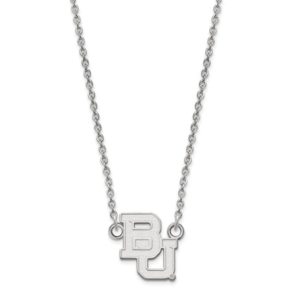 Sterling Silver Rhodium Plated Logoart Baylor University Bears Small Pendant 18 Inch Necklace