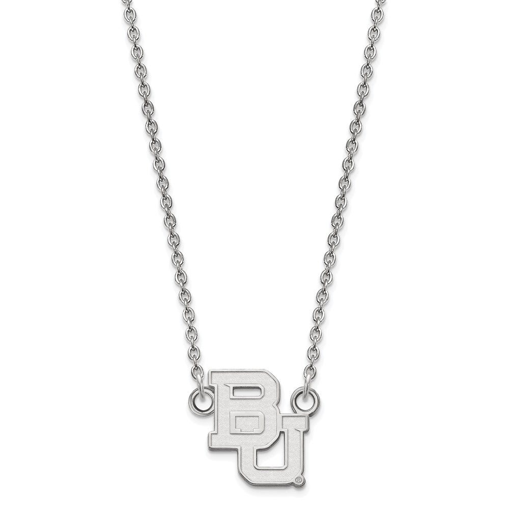 Sterling Silver Rhodium Plated Logoart Baylor University Bears Small Pendant 18 Inch Necklace