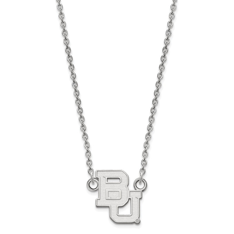 Sterling Silver Rhodium Plated Logoart Baylor University Bears Small Pendant 18 Inch Necklace
