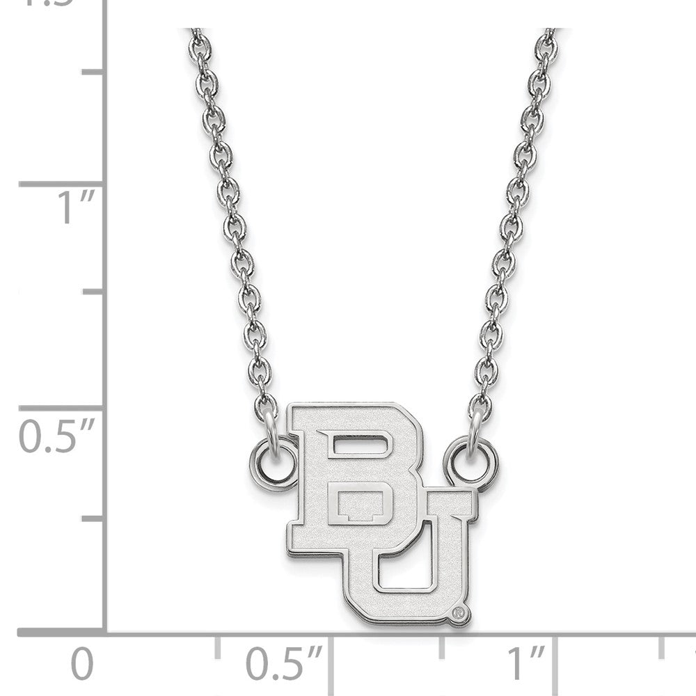 Sterling Silver Rhodium Plated Logoart Baylor University Bears Small Pendant 18 Inch Necklace
