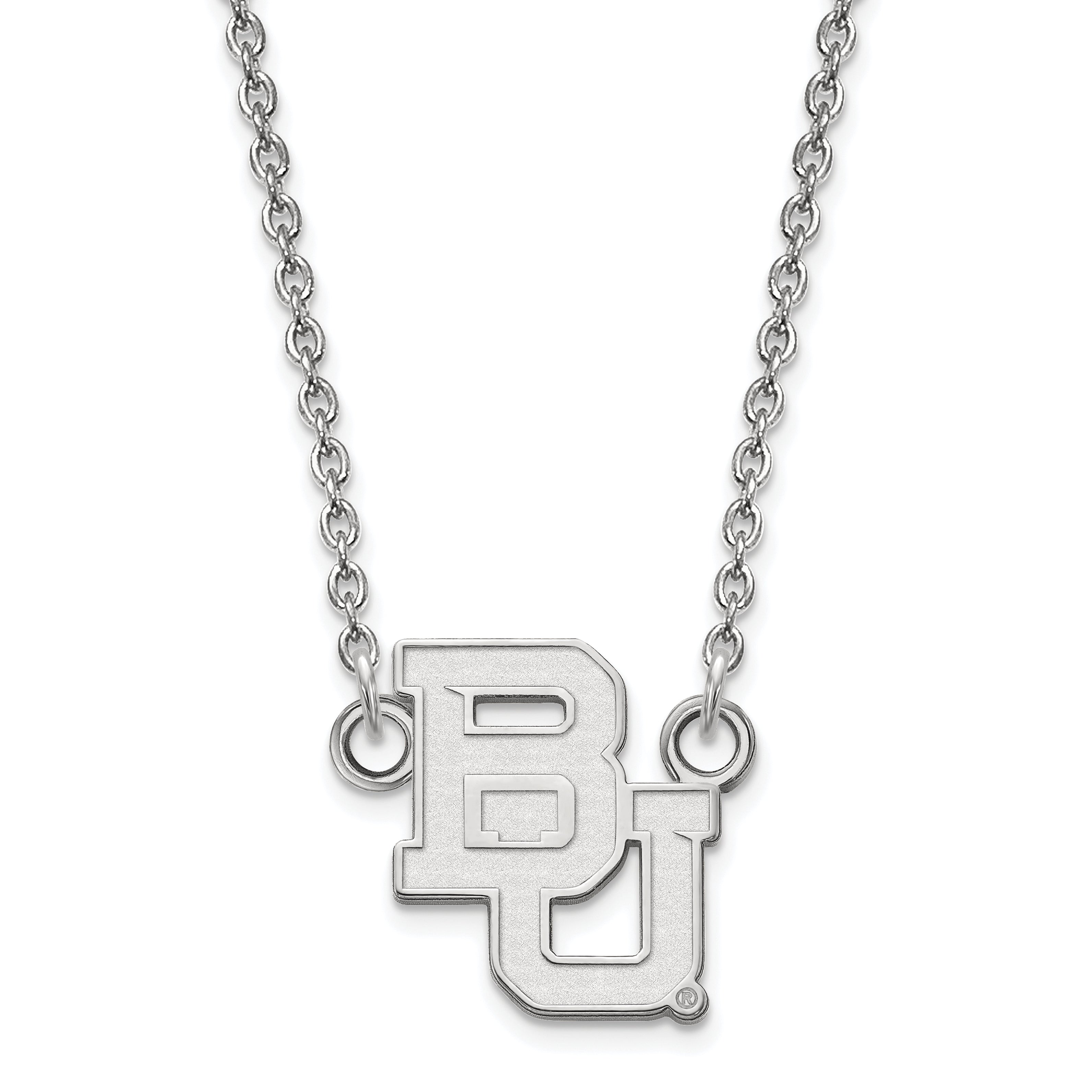 10K White Gold Logoart Baylor University Bears Small Pendant 18 Inch Necklace