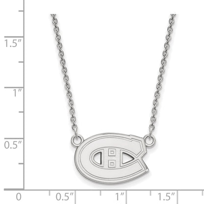 10K White Gold Nhl Logoart Montreal Canadiens Small Pendant 18 Inch Necklace