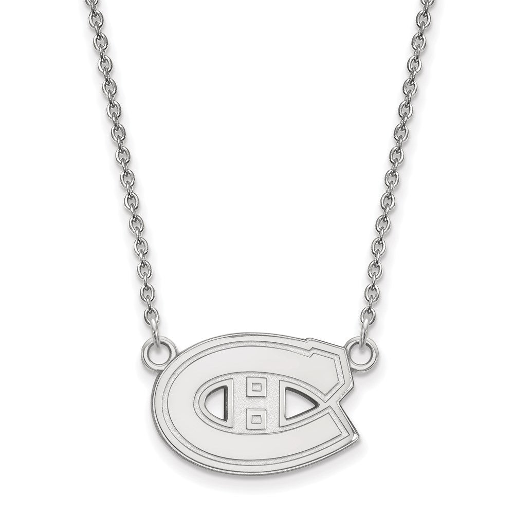 14K White Gold Nhl Logoart Montreal Canadiens Small Pendant 18 Inch Necklace