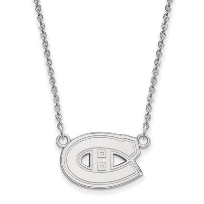 14K White Gold Nhl Logoart Montreal Canadiens Small Pendant 18 Inch Necklace