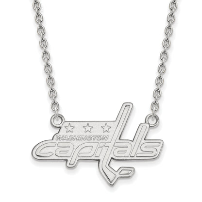 10K White Gold Nhl Logoart Washington Capitals Large Pendant 18 Inch Necklace