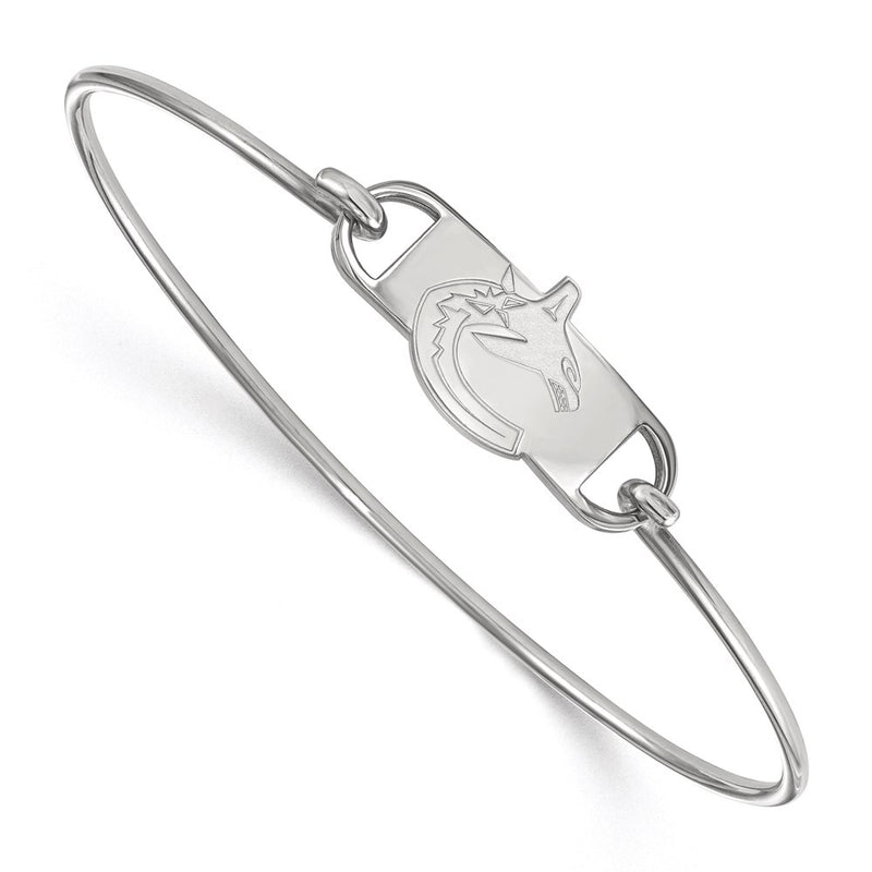 Sterling Silver Rhodium Plated Nhl Logoart Vancouver Canucks Small Center 7 Inch Wire Bangle