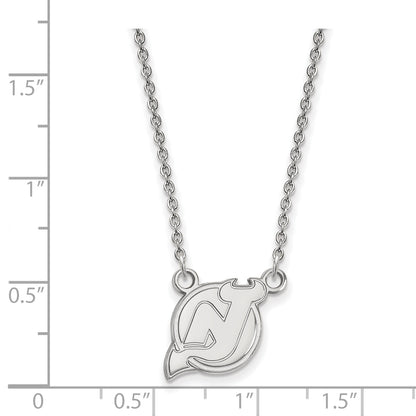 10K White Gold Nhl Logoart New Jersey Devils Small Pendant 18 Inch Necklace