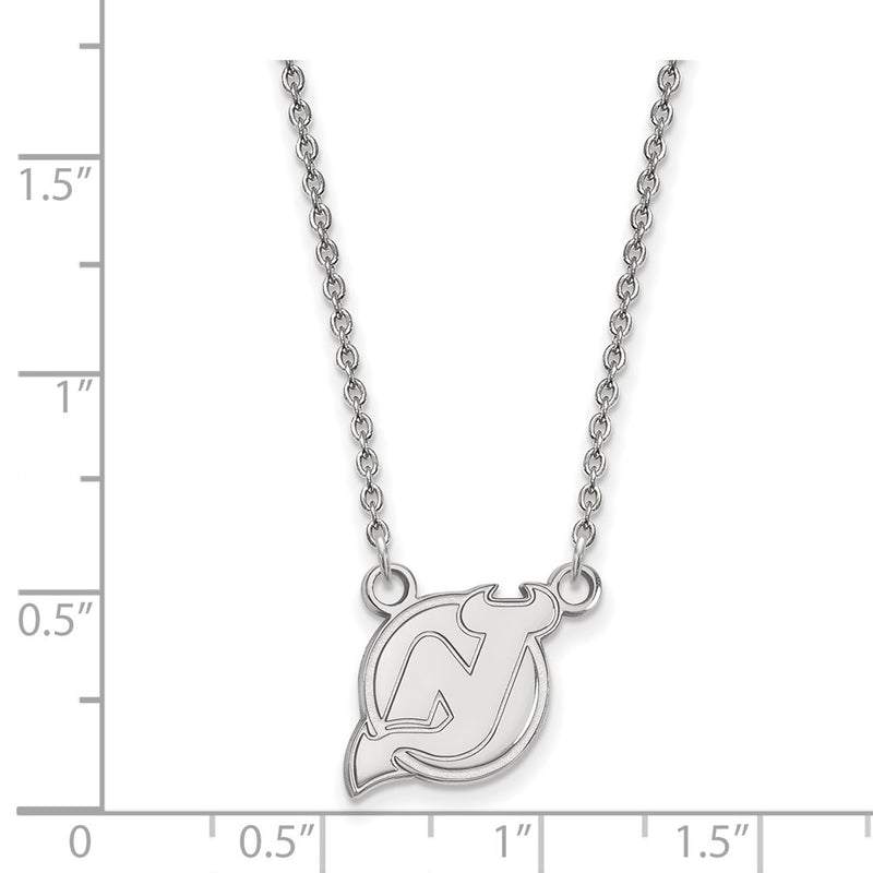 14K White Gold Nhl Logoart New Jersey Devils Small Pendant 18 Inch Necklace