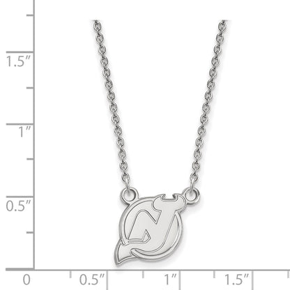 10K White Gold Nhl Logoart New Jersey Devils Small Pendant 18 Inch Necklace