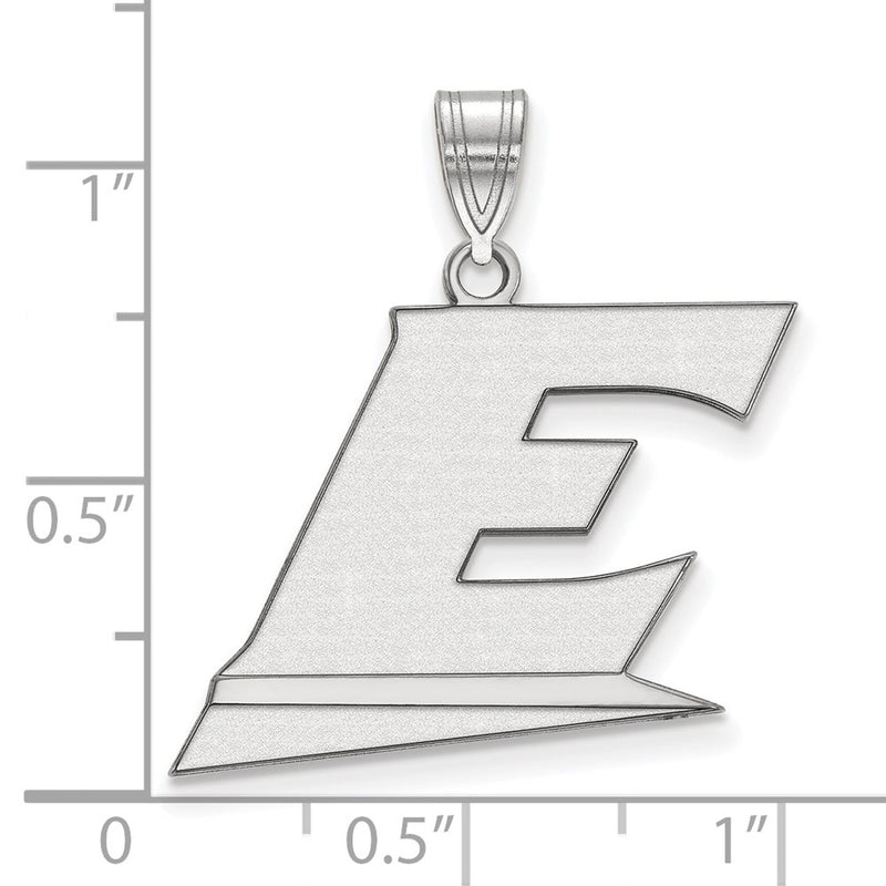 Sterling Silver Rhodium Plated Logoart Eastern Kentucky University Letter E Large Pendant