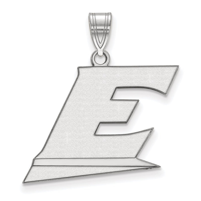 14K White Gold Logoart Eastern Kentucky University Letter E Large Pendant