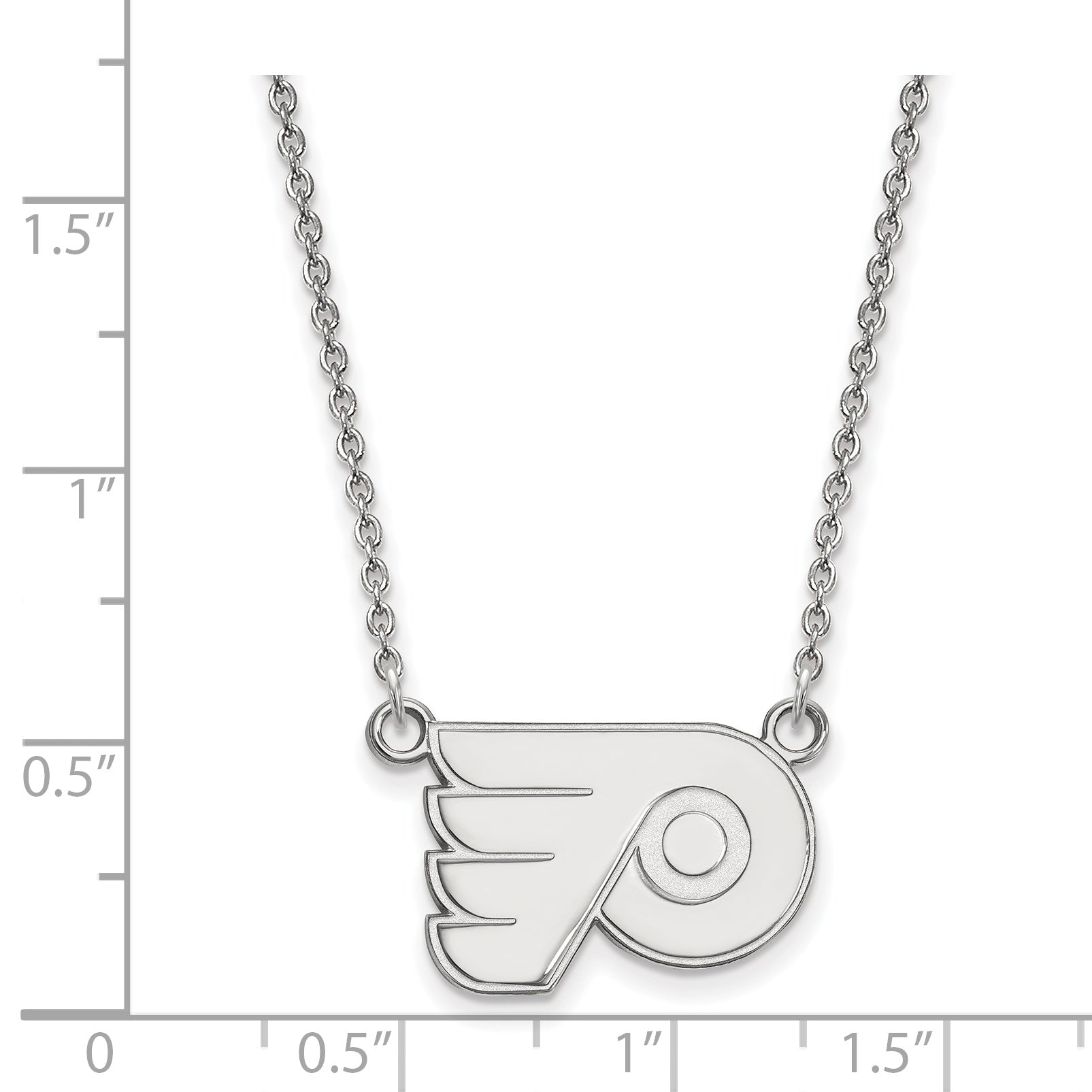 Sterling Silver Rhodium Plated Nhl Logoart Philadelphia Flyers Small Pendant 18 Inch Necklace