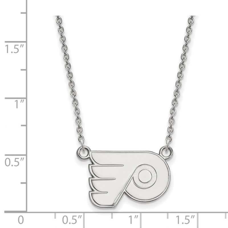 Sterling Silver Rhodium Plated Nhl Logoart Philadelphia Flyers Small Pendant 18 Inch Necklace
